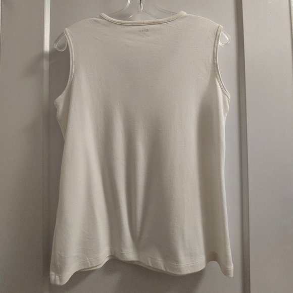 ALIA Women's Cotton-Blend Sleeveless Top with Plaid Neckline Trim - Sz S/P - Picture 2 of 6